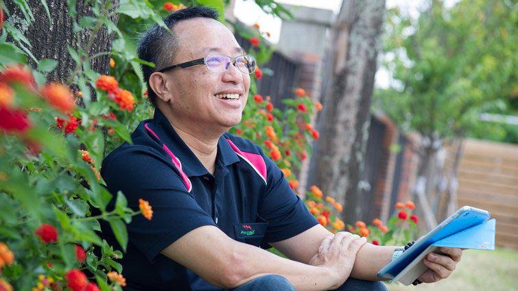 ▲  洪旭亮是噗浪客研習的重要關鍵人，但是低調的他把研習的成功歸於參與的老師，自己只是個專案管理。劉潔萱攝