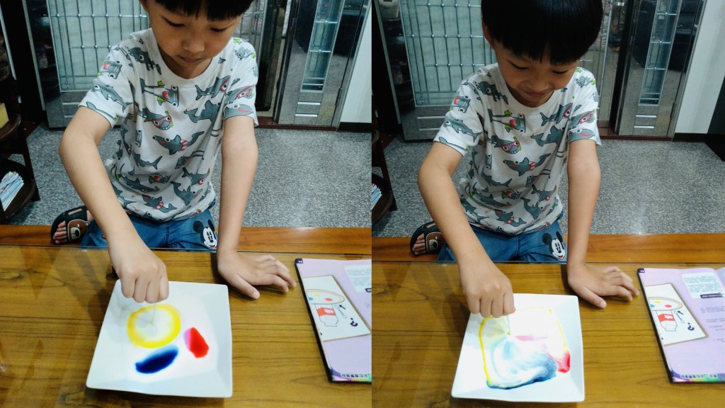 小朋友做翻滾的色彩：神奇牛奶畫實驗