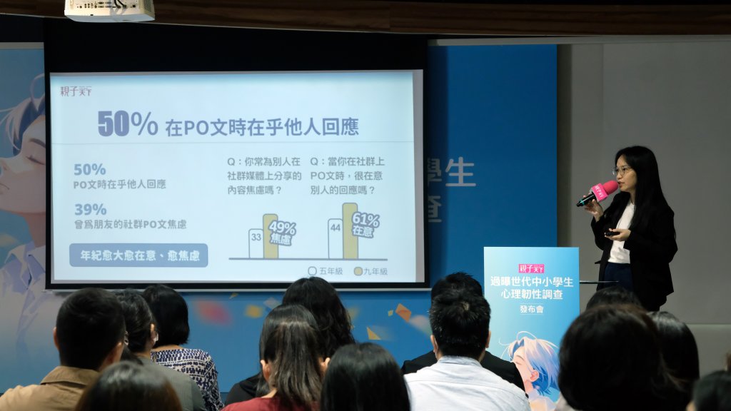 《親子天下》召集人潘乃欣發表「過曝世代中小學生心理韌性調查」結果。楊煥世攝