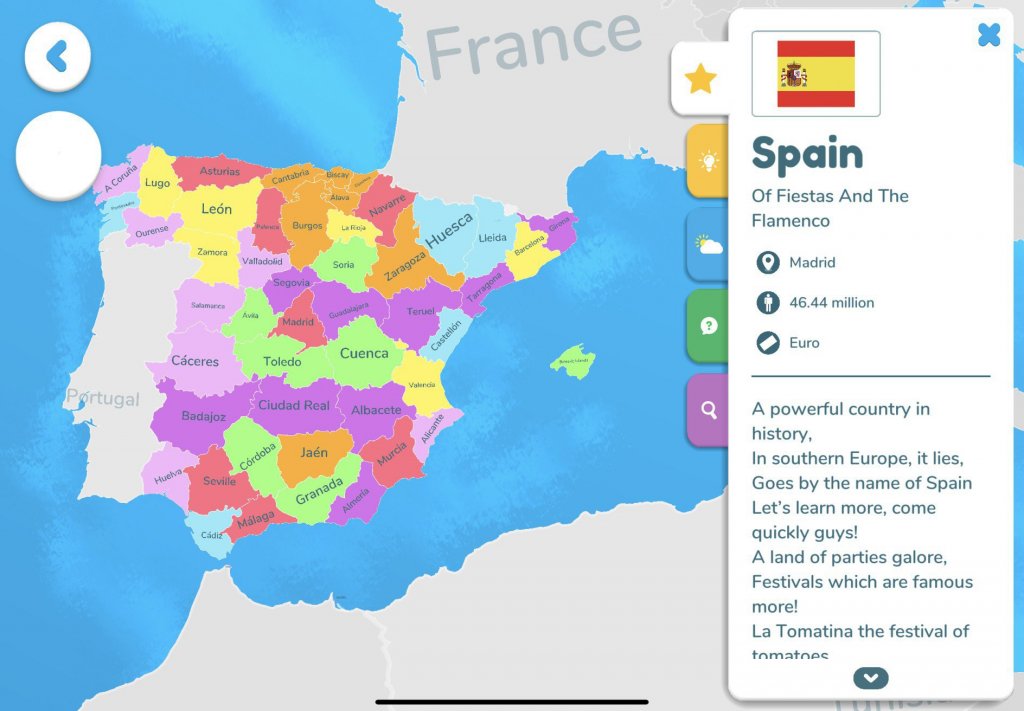 可透果平板選擇有興趣的國家進行導覽 西班牙