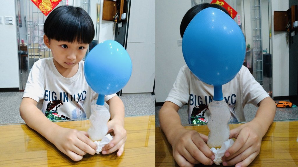 小朋友做自動吹氣球實驗
